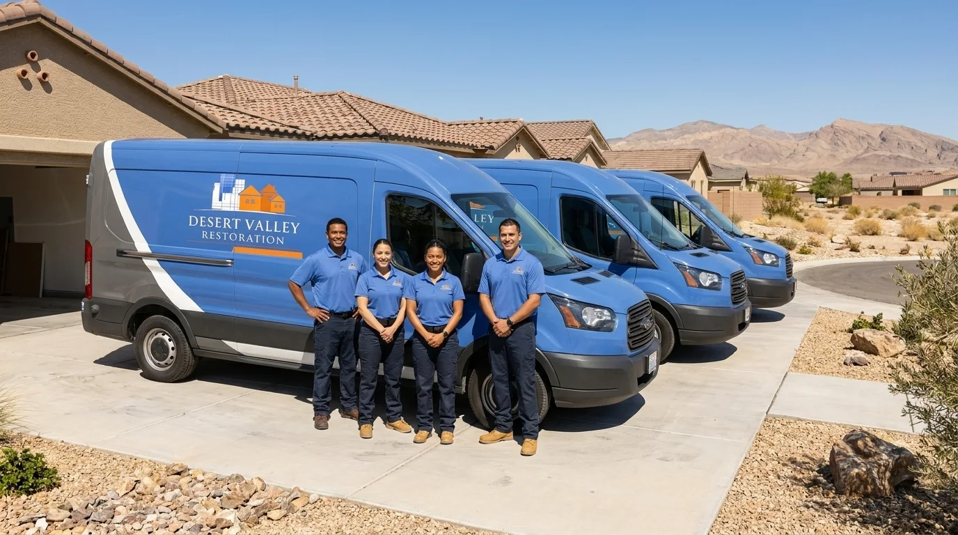 Desert Valley Restoration technician loading a branded service van